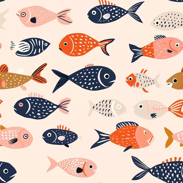 Seamless childish pattern with funny fishes. Creative scandinavian kids texture for fabric, wrapping, textile, wallpaper,