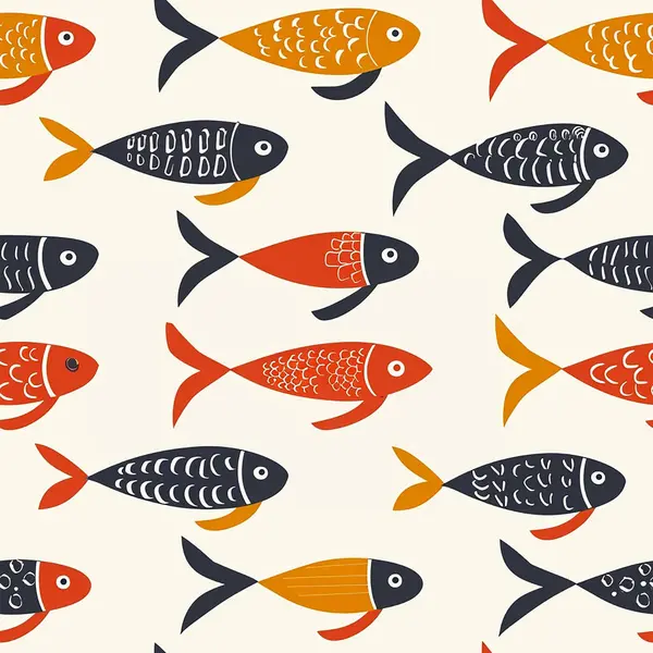 Nahtlos Kindliches Muster Mit Lustigen Fischen Kreative Skandinavische Kindertextur Für — Stockfoto