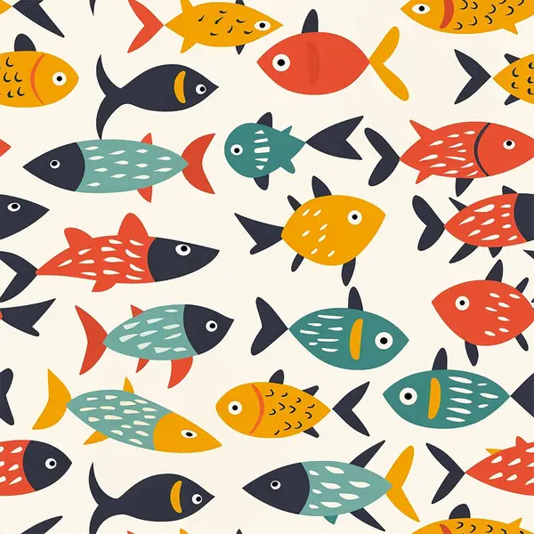 Nahtlos Kindliches Muster Mit Lustigen Fischen Kreative Skandinavische Kindertextur Für — Stockfoto