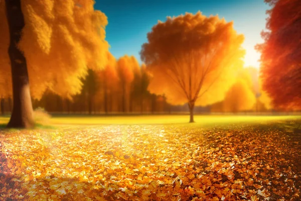 Sarı Yapraklardan Oluşan Halısı Olan Güzel Parlak Sonbahar Manzarası Parlak — Stok fotoğraf