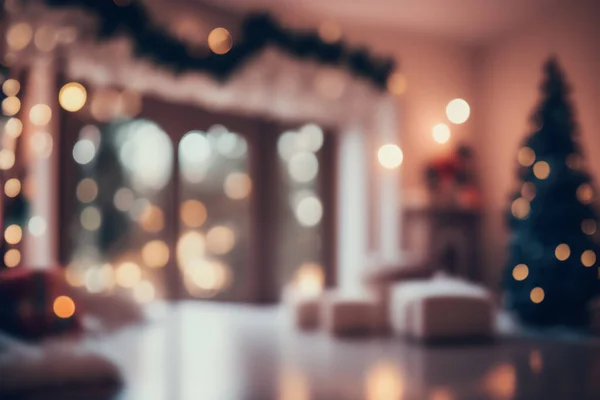 따뜻한 아늑한 색조의 크리스마스 거실의 아름다운 인테리어 초점에서 크리스마스 — 스톡 사진