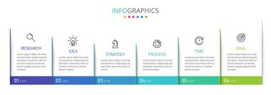 Simgeli ve 5 basamaklı dikey bilgi tasarımı. İnce çizgi. Bilgi işlem iş konsepti. Bilgi grafikleri, akış grafikleri, sunumlar, mobil web siteleri, yazdırılmış materyaller için kullanılabilir