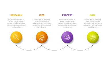 Simgeli ve 4 seçenekli dikey bilgi tasarımı. İnce çizgi. Bilgi işlem iş konsepti. Bilgi grafikleri, akış grafikleri, sunumlar, mobil web siteleri, yazdırılmış materyaller için kullanılabilir