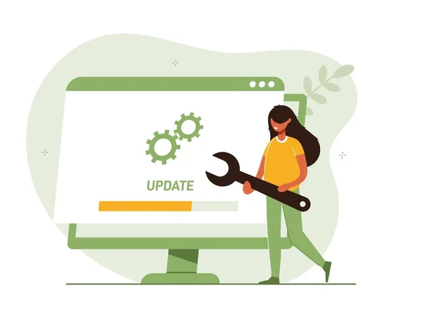 System Web Application Upgrade Procedure Concept Software Version Update Renewal — Stock Vector