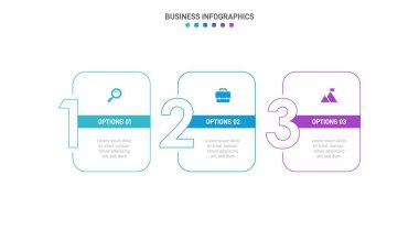 Timeline infographic with infochart. Modern presentation template with 3 spets for business process. Website template on white background for concept modern design. Horizontal layout