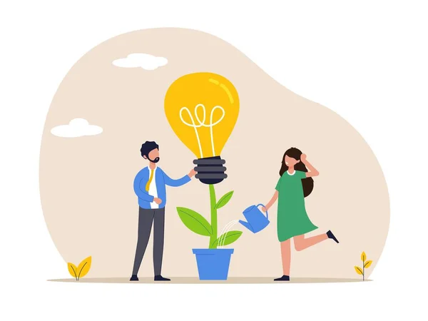 Ideia Cultivo Equipe Brainstorming Geração Novas Ideias Colaboração Inicialização Gerenciamento — Vetor de Stock