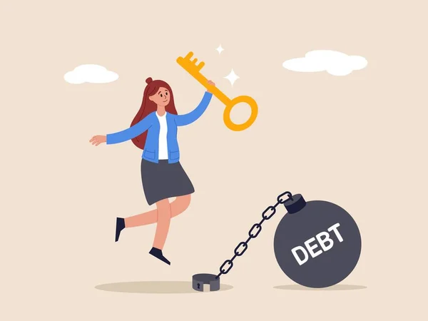 Schuldvrij Concept Vrijheid Voor Afbetaling Van Schulden Lening Hypotheek Oplossing — Stockvector