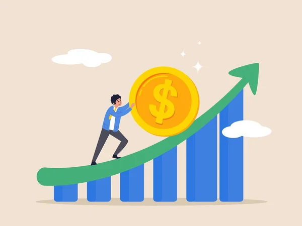 Growth Chart Concept Increasing Income Profits Investments Growing Income Wealth — Stock Vector