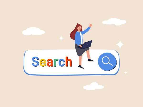 Концепція Оптимізації Пошукових Систем Пошукова Панель Пошук Веб Сайту Інтернету — стоковий вектор