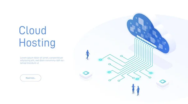 Cloud Hosting Concepto Red Tecnológica Negocio Tecnología Nube Web Servicios — Vector de stock