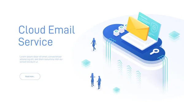 Cloud Email Service Concept Online Message Service Cloud Server Hosting — Stock Vector