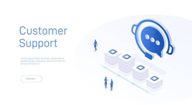 7 / 24 çağrı merkezi desteği için web sayfası tasarım şablonları. Isometric 24 saat açık müşteri servisi. Vektör 3d illüstrasyon Müşteri Hizmetleri, Destek veya CRM.
