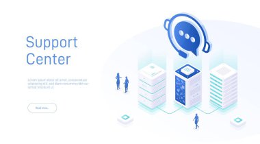 7 / 24 çağrı merkezi desteği için web sayfası tasarım şablonları. Isometric 24 saat açık müşteri servisi. Vektör 3d illüstrasyon Müşteri Hizmetleri, Destek veya CRM.