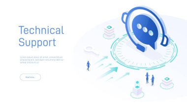 7 / 24 çağrı merkezi desteği için web sayfası tasarım şablonları. Isometric 24 saat açık müşteri servisi. Vektör 3d illüstrasyon Müşteri Hizmetleri, Destek veya CRM.