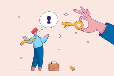 İş fikri kavramının kilidini açmanın anahtarı. İş desteği ya da sorunu çözmeye yardım etmek, iş önündeki engelleri kaldırmak, iş adamının başarı anahtarının elinde tutulmasına yardım ederek bir anahtar deliği olarak düşünmesi