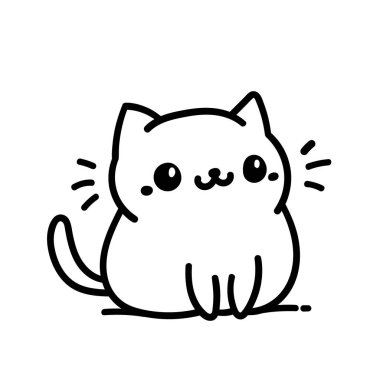 Sevimli, şaşkın kedi vektörü tebrik kartları, davetiyeler ve çocuk temaları için ideal. Çizgili el çizimi stili. Beyaz arkaplanda izole