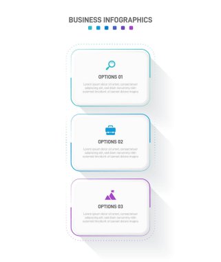 Dikey ilerleme çubuğunda, iş stratejisi ve ilerlemenin üç aşamasını sembolize eden 3 ok şeklinde element yer alıyor. Temiz zaman çizelgesi bilgi tasarım şablonu. Mobil sunum için vektör