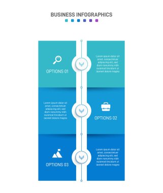 Dikey ilerleme çubuğunda, iş stratejisi ve ilerlemenin üç aşamasını sembolize eden 3 ok şeklinde element yer alıyor. Temiz zaman çizelgesi bilgi tasarım şablonu. Mobil sunum için vektör