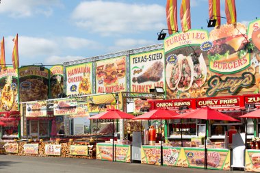 Puyallup, Washington, United States - 09-13-2021: A look at many food vendors and no visitors, seen at the Washington State Fair.