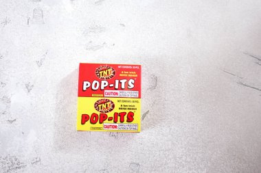 Los Angeles, California, United States - 03-01-2022: A top down view of a package of TNT Pop-It's.