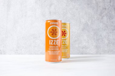 Los Angeles, California, United States - 03-01-2022: A view of some Izze sparkling beverages.