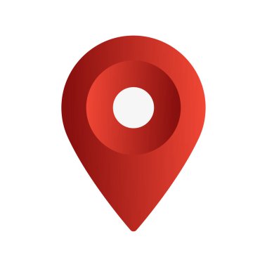 Beyaz arkaplanda izole edilmiş kırmızı harita konum imleci sembolüne sahip iğne noktası simgesi