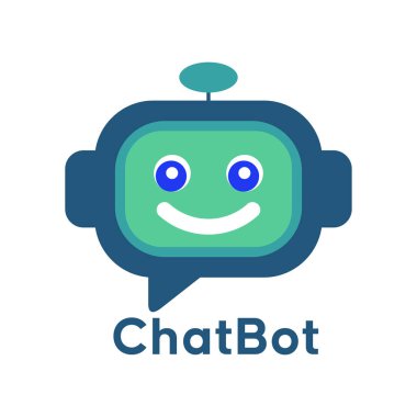 Chatbot simgesi. Chatbot logosu. Ses desteği sohbet botu, sanal çevrimiçi müşteri desteği. Düz stil vektör illüstrasyonu.