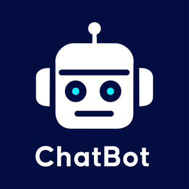 Chatbot Logo Tasarımı. Sanal Robot Asistanı Sembolü. Sohbet Robotu. Vektör Grafikleri