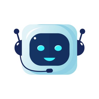 Müşteri desteği ve Chatbot Ai konsepti. Kulaklıklı sevimli robot yardım etmeye hazır.