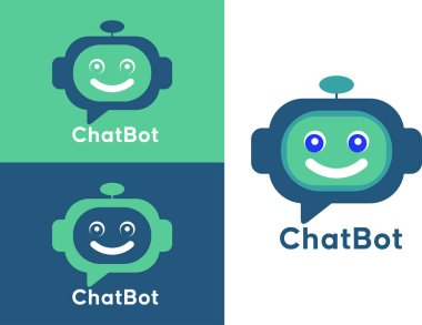 Robot chat logo template design vector
