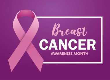 Göğüs Kanseri Farkındalığı Kurdelesi Vektör İllüstrasyonu. Göğüs Kanseri Bilinci Ay Kampanyası.