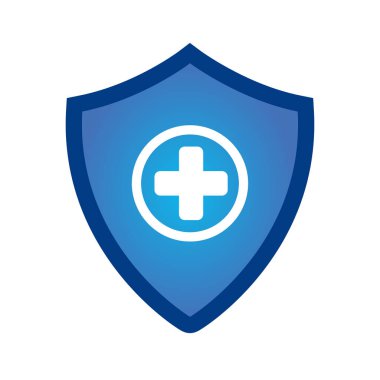 Çapraz işaretli tıbbi kalkan koruması sembolü.