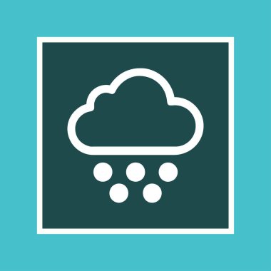 Kağıt kesiği Bulut ve mavi arka planda izole edilmiş yağmur ikonu. Yağmur damlaları ile yağmur bulutu yağışı. Kağıt sanatı tarzı. Vektör