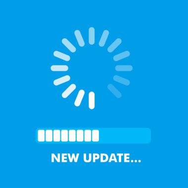 Vektör sistemi yazılım güncellemesi ve güncelleme kavramı. kurulum süreci ekranı. yeni güncelleme süreci. vektör illüstrasyonu.