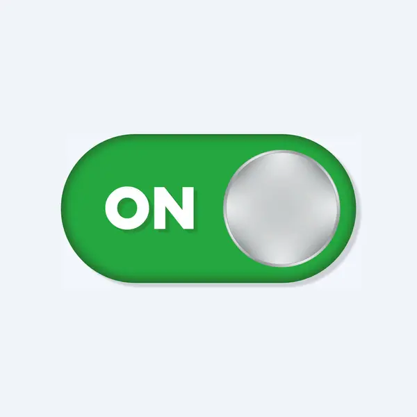 Mobil arayüz ya da web vektörü resimlemesi için düğme gerçekçi 3d yeşil rengini aç / kapat.