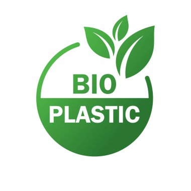 Biyo plastik logo simgesi. Etiket yeşil çevre dostu tasarım