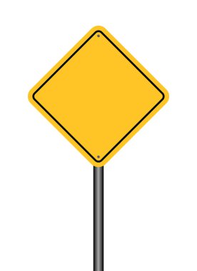 Beyaz arkaplanda boş sarı yol işareti