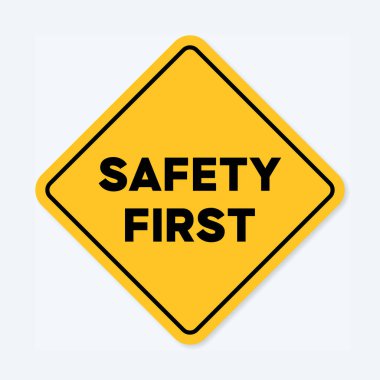 Sarı güvenlik işareti. Beyaz arkaplanda biçim işareti izole edildi. Vektör illüstrasyonu