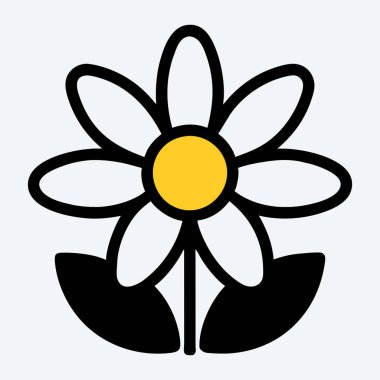 Mavi arka planda sarı ve beyaz yapraklı papatya çiçeğinin minimalist bir temsili. Bahar temalı tasarımlar ve çiçek süslemeleri için mükemmel..