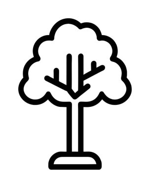 Bir ağacın minimalist siyah beyaz çizgisi. Çevre, doğa ve ekoloji temaları için mükemmel.