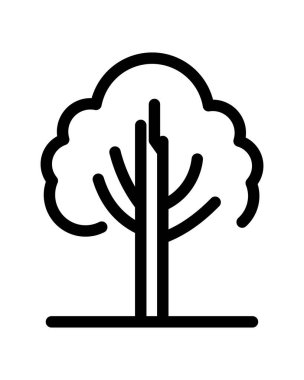 Basit bir siyah-beyaz ağaç taslak simgesi. Doğa, çevre ve çevre dostu kavramlar ve tasarımlar için ideal.