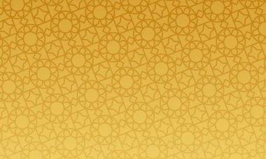Zarif ve geleneksel tasarımlar için karmaşık geometrik şekiller içeren kusursuz altın arabesk deseni.