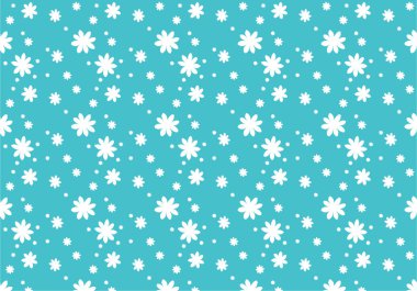 Mavi arka planda beyaz çiçeklerin yer aldığı kusursuz desen, tekstil, duvar kağıtları ve dijital tasarımlar için idealdir..