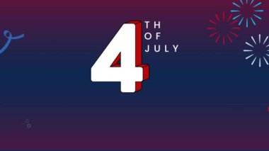 4 Temmuz kutlu olsun - ABD Bağımsızlık Günü 4 Temmuz metin animasyonu 4k video, Bayram animasyonu
