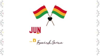 Haziran Özgürlük Günü 'nde. 19 Haziran. Düz tatil metin animasyonu Hareketli grafikler 4k görüntü