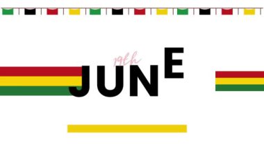 Haziran Özgürlük Günü 'nde. 19 Haziran. Düz tatil metin animasyonu Hareketli grafikler 4k görüntü