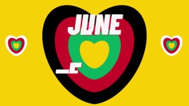 Haziran Özgürlük Günü 'nde. 19 Haziran. Düz tatil metin animasyonu Hareketli grafikler 4k görüntü