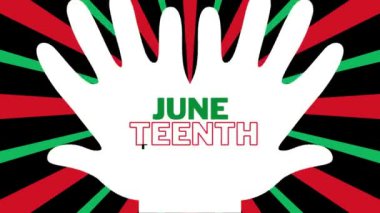 Haziran Özgürlük Günü 'nde. 19 Haziran. Düz tatil metin animasyonu Hareketli grafikler 4k görüntü