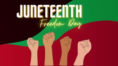 Haziran Özgürlük Günü 'nde. 19 Haziran. Düz tatil metin animasyonu Hareketli grafikler 4k görüntü