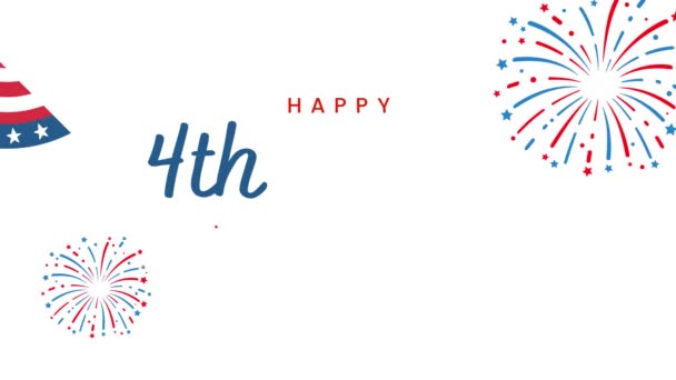 Happy 4Th July Usa Independence Day Ιουλίου Κείμενο Animation Πλάνα — Αρχείο Βίντεο